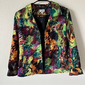 Keren Hart Vibrant Green and Orange Abstract, Artistic, Fun, Retro, Blazer